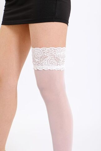 EVERSWE 2 Pairs Pack Women's Thigh High Silicone Lace Top Sheer Stocking in Saudi Arabia