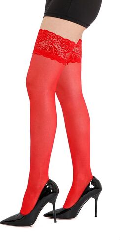 EVERSWE 2 Pairs Pack Women's Thigh High Silicone Lace Top Sheer Stocking in Saudi Arabia