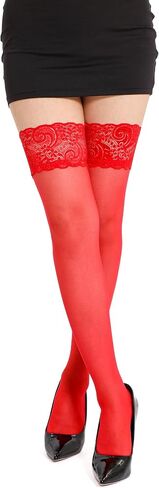 EVERSWE 2 Pairs Pack Women's Thigh High Silicone Lace Top Sheer Stocking in Saudi Arabia