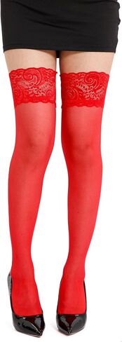 EVERSWE 2 Pairs Pack Women's Thigh High Silicone Lace Top Sheer Stocking in Saudi Arabia