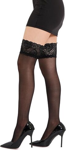 EVERSWE 2 Pairs Pack Women's Thigh High Silicone Lace Top Sheer Stocking in Saudi Arabia