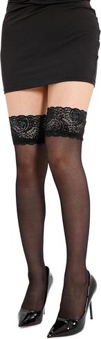 EVERSWE 2 Pairs Pack Women's Thigh High Silicone Lace Top Sheer Stocking in Saudi Arabia