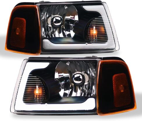 7422448582543 Compatible With 2001-2011 Ford Ranger Switchback Sequential LED Strip Bar Black Housing Headlights With Signal Corner Lamps Amber Reflector 4-Pieces Design in Saudi Arabia