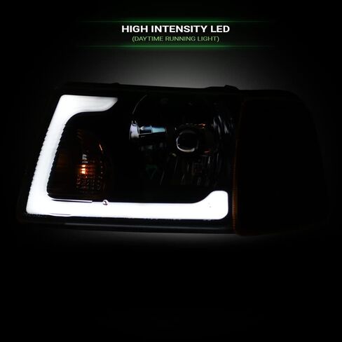 7422448582543 Compatible With 2001-2011 Ford Ranger Switchback Sequential LED Strip Bar Black Housing Headlights With Signal Corner Lamps Amber Reflector 4-Pieces Design in Saudi Arabia