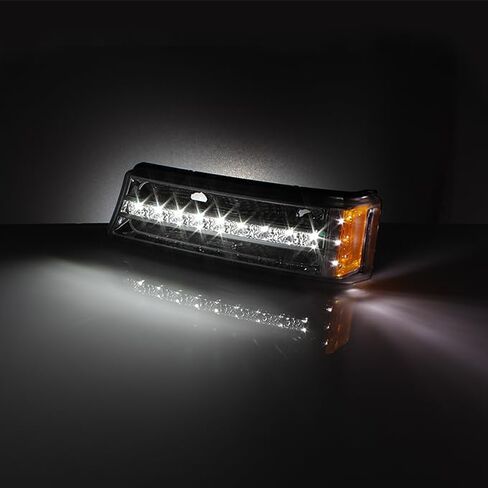 AKKON - For 2003-2006 Chevy Silverado Avalanche 1500 2500 3500 Amber Black LED Bumper Turn Signal Lights Pair in Saudi Arabia