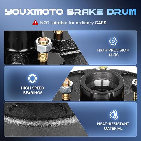 Youxmoto Trailer Brake Drum Kit, 5-Hole, 4.5" Bolt Circle, for 3500 Lbs Axles, Replacement 10" Trailer Brake Hub Drum Assembly, for Dexter Rvs, for Trailer and Semi Truck in Saudi Arabia