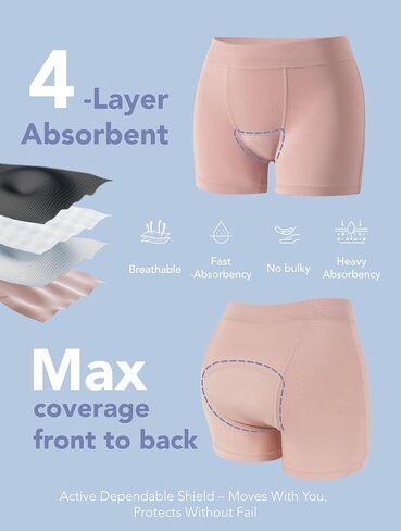 TIICHOO Incontinence Underwear for Women Washable Leak Proof Boxers Bladder Protective Boyshorts 5 Pack in Saudi Arabia