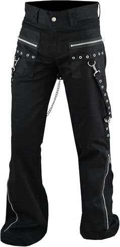 Women's Chains Black Rhinestones Gothic Punk Emo Pants Straps Baggy Pants/USA in Saudi Arabia