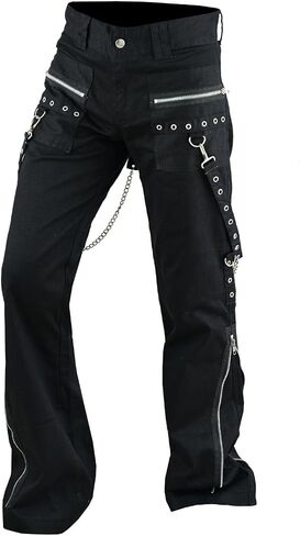 Women's Chains Black Rhinestones Gothic Punk Emo Pants Straps Baggy Pants/USA in Saudi Arabia