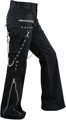 Women's Chains Black Rhinestones Gothic Punk Emo Pants Straps Baggy Pants/USA in Saudi Arabia
