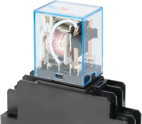 MY2NJ Power Relay with Socket Base, AC 220-240V, 8 Pin DPDT, 5A Rating, Black and Clear Blue (DC 12V MY4NJ) in Saudi Arabia