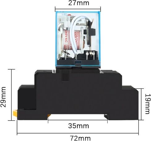 MY2NJ Power Relay with Socket Base, AC 220-240V, 8 Pin DPDT, 5A Rating, Black and Clear Blue (DC 12V MY4NJ) in Saudi Arabia