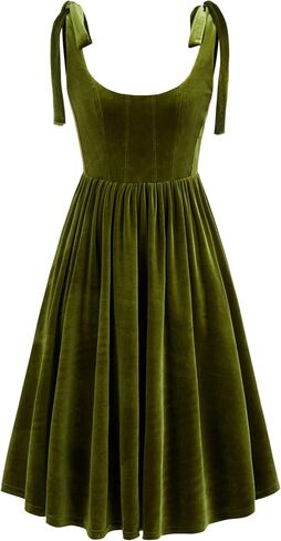 فستان مخملي عصير التفاح للنساء ميدي ميدي سوليس مغرفة العنق في العنق بلا أكمام فستان سهرة in Kuwait