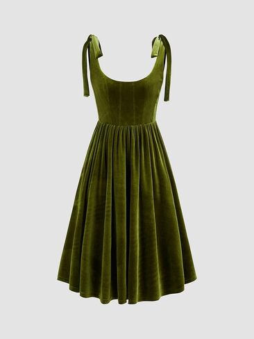 فستان مخملي عصير التفاح للنساء ميدي ميدي سوليس مغرفة العنق في العنق بلا أكمام فستان سهرة in Kuwait