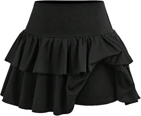 SOLY HUX Girl's High Waisted Ruffle Short Tennis Skirts Skort Skater Golf Skirt with Shorts Underneath in Saudi Arabia
