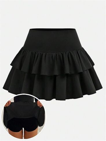 SOLY HUX Girl's High Waisted Ruffle Short Tennis Skirts Skort Skater Golf Skirt with Shorts Underneath in Saudi Arabia