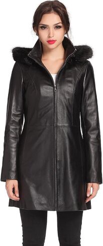 BGSD Women Irene Hooded Lambskin Leather Parka Coat (Also available in Plus Size & Petite) in Saudi Arabia