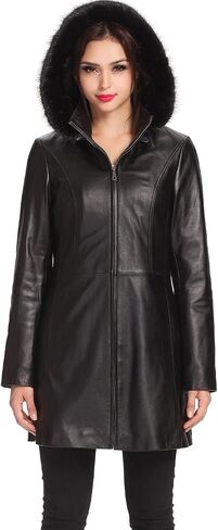 BGSD Women Irene Hooded Lambskin Leather Parka Coat (Also available in Plus Size & Petite) in Saudi Arabia