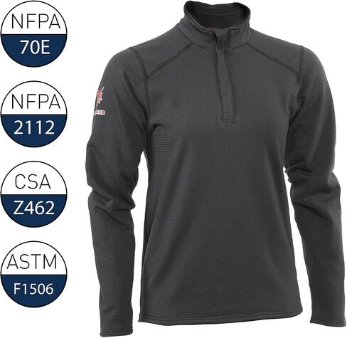 Drifire Women's FR Grid 1/4 Zip Cat 2 Flame Resistant 4-Way Stretch Fleece Black in Saudi Arabia