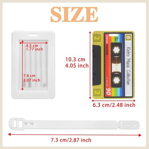 GTOTd Retro Cassette Kids Funny Luggage Tags（4 Pack） Cute Cruise Essentials Supplies Gifts Merch for Baggage Tags Air Travel Suitcases Identifiers Labels Name ID Tag for Women Men Teens in Saudi Arabia