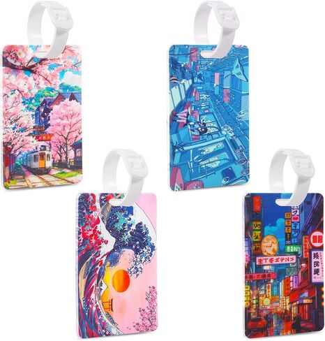 GTOTd Retro Cassette Kids Funny Luggage Tags（4 Pack） Cute Cruise Essentials Supplies Gifts Merch for Baggage Tags Air Travel Suitcases Identifiers Labels Name ID Tag for Women Men Teens in Saudi Arabia