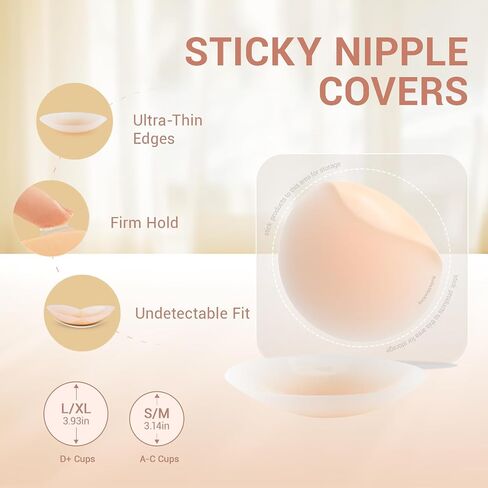 2 Pairs Nipple Covers Reusable Sticky Pasties, Ultra Thin Invisible Seamless nipple pasties for Women Dress in Saudi Arabia