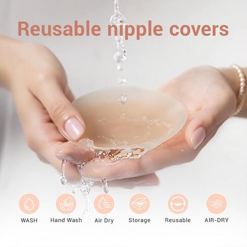2 Pairs Nipple Covers Reusable Sticky Pasties, Ultra Thin Invisible Seamless nipple pasties for Women Dress in Saudi Arabia