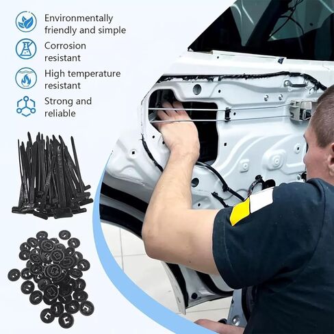 100pcs مقاطع zip zip zip التعادل ، دبوس الدبوس والكابلات النايلون الهجينة لمهد السيارة ، بطانة الحاجز ، تقليم الأبواب ، درع البقع. in Kuwait