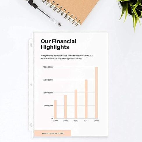 Office Werks 250 Sheet Protectors, 8.5 X 11 Inch Clear Page Protectors for 3 Ring Binder, Plastic Sheet Sleeves Protectors, Durable Top Loading Paper Protector with Reinforced Holes, Archival Safe in Kuwait