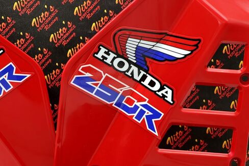 Radiator Shrouds tank plastic guards fits Honda ATC250R 1985 1986 RED + sticker kit in Saudi Arabia