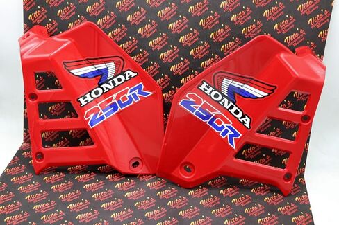 Radiator Shrouds tank plastic guards fits Honda ATC250R 1985 1986 RED + sticker kit in Saudi Arabia