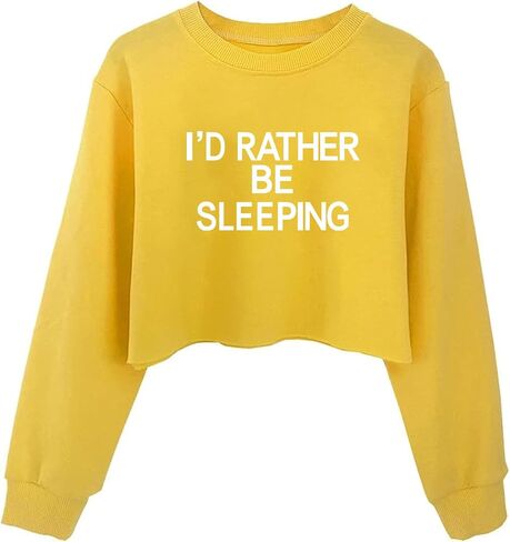 JYHOPE Girls Crop Tops Funny Letter Print for Girl Round Neck Long Sleeve Tops in Saudi Arabia