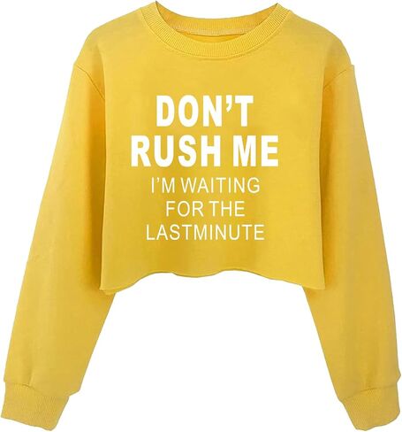 JYHOPE Girls Crop Tops Funny Letter Print for Girl Round Neck Long Sleeve Tops in Saudi Arabia
