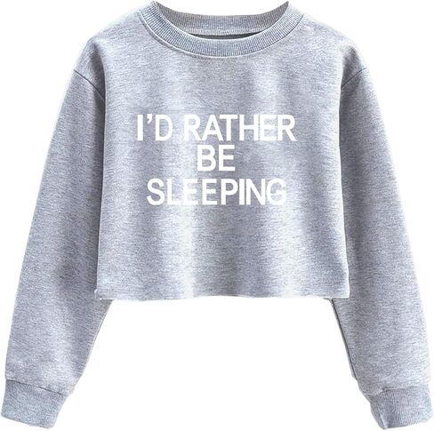 JYHOPE Girls Crop Tops Funny Letter Print for Girl Round Neck Long Sleeve Tops in Saudi Arabia