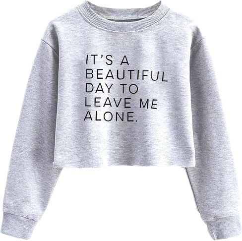 JYHOPE Girls Crop Tops Funny Letter Print for Girl Round Neck Long Sleeve Tops in Saudi Arabia