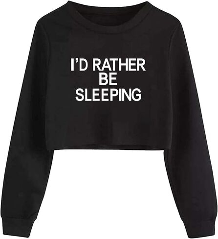 JYHOPE Girls Crop Tops Funny Letter Print for Girl Round Neck Long Sleeve Tops in Saudi Arabia