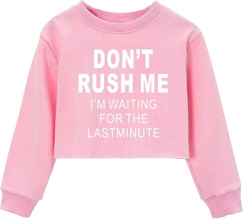 JYHOPE Girls Crop Tops Funny Letter Print for Girl Round Neck Long Sleeve Tops in Saudi Arabia