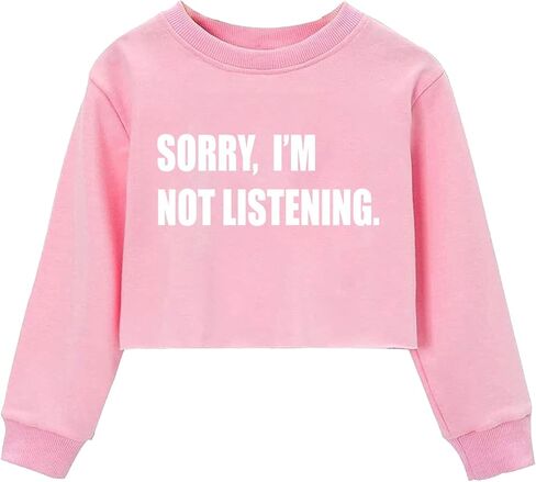 JYHOPE Girls Crop Tops Funny Letter Print for Girl Round Neck Long Sleeve Tops in Saudi Arabia