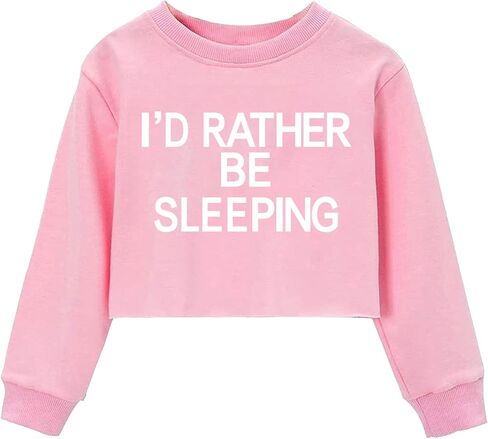 JYHOPE Girls Crop Tops Funny Letter Print for Girl Round Neck Long Sleeve Tops in Saudi Arabia