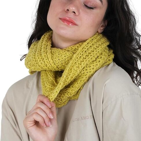 Handmade Black Infinity Scarf Cozy Chunky Knit Acrylic Wrap, Versatile 3-Way Wear, Warm & Stylish Unisex Winter Accessory for Women & Men (yellow) in Saudi Arabia