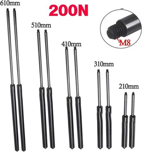 2pcs 200n 10mm strut bars spring hood 210-610mm m8 LOD ROD ROUD LIFT for rv bed window caravans (200n 510mm) in Saudi Arabia