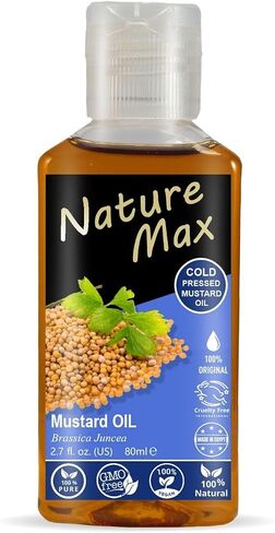 Nature Max Mustard Oil Essential Oils Pure Natural Undiluted Pure for Hair Skin Food & Kitchen Care Cold Pressed Premium (1Pack = 2.70 oz / 80 ml) زيت الخردل in Saudi Arabia