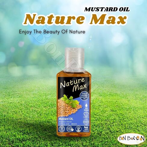 Nature Max Mustard Oil Essential Oils Pure Natural Undiluted Pure for Hair Skin Food & Kitchen Care Cold Pressed Premium (1Pack = 2.70 oz / 80 ml) زيت الخردل in Saudi Arabia