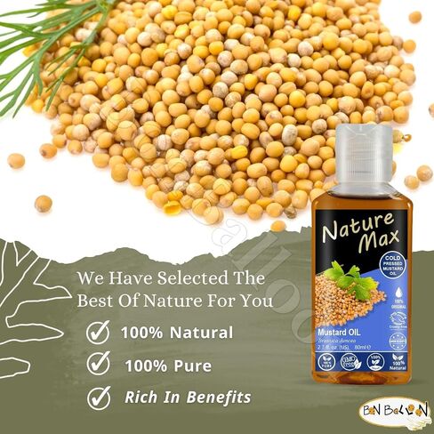 Nature Max Mustard Oil Essential Oils Pure Natural Undiluted Pure for Hair Skin Food & Kitchen Care Cold Pressed Premium (1Pack = 2.70 oz / 80 ml) زيت الخردل in Saudi Arabia