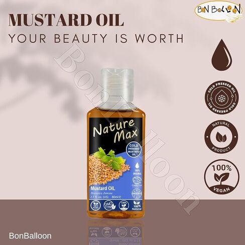 Nature Max Mustard Oil Essential Oils Pure Natural Undiluted Pure for Hair Skin Food & Kitchen Care Cold Pressed Premium (1Pack = 2.70 oz / 80 ml) زيت الخردل in Saudi Arabia