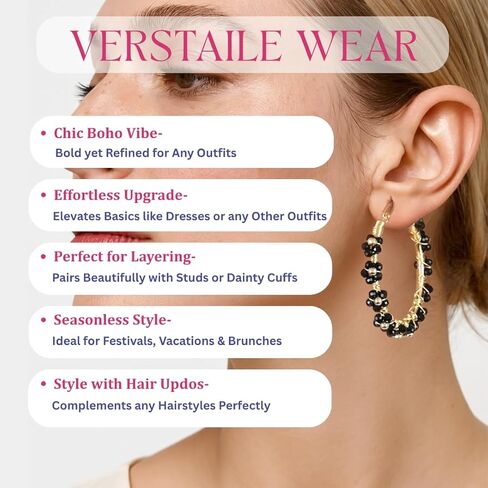 Gempires Amethyst Wire Wrapped 2.5 mm 5 Beads Flower Round Hinged Hoop Earring, Drop Length- 1.5 Inch, Birthstone Fashion jewelry (Amethyst) in Kuwait