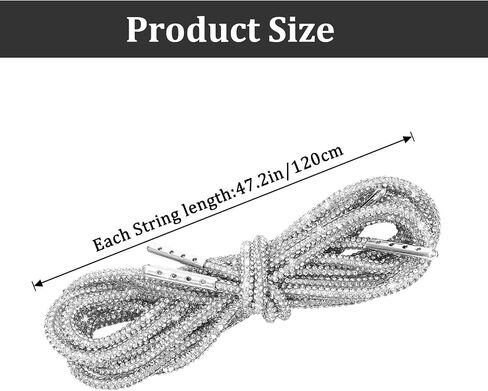 4 PCS Rhinestone Glitter Shoe Alaces Crystal Bling Bling Shiny Shoe Strings for Sneakers Boots Hoodies (طولها 47 "والذهب والفضة) in Saudi Arabia