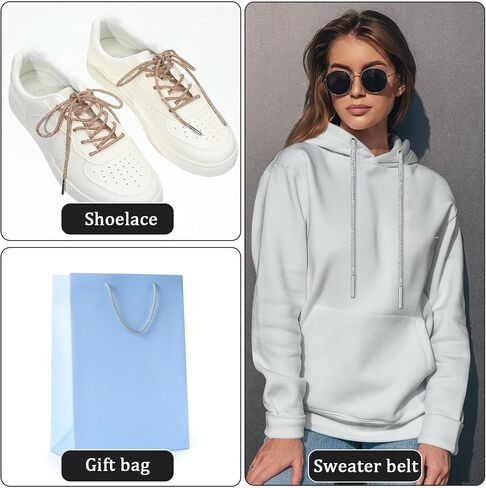 4 PCS Rhinestone Glitter Shoe Alaces Crystal Bling Bling Shiny Shoe Strings for Sneakers Boots Hoodies (طولها 47 "والذهب والفضة) in Saudi Arabia