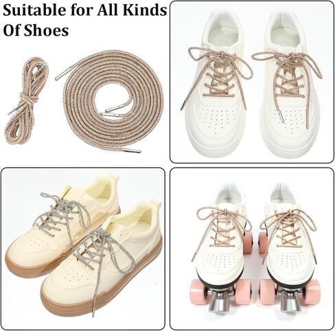 4 PCS Rhinestone Glitter Shoe Alaces Crystal Bling Bling Shiny Shoe Strings for Sneakers Boots Hoodies (طولها 47 "والذهب والفضة) in Saudi Arabia