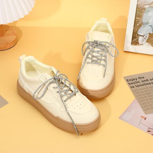 4 PCS Rhinestone Glitter Shoe Alaces Crystal Bling Bling Shiny Shoe Strings for Sneakers Boots Hoodies (طولها 47 "والذهب والفضة) in Saudi Arabia